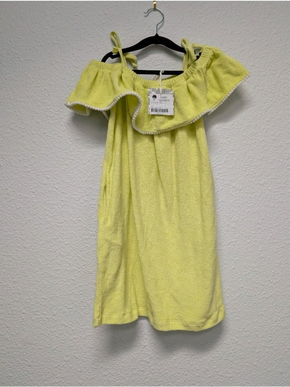 Kate Quinn Organic Cotton Terry Swim Coverup 8Y Off the Shoulder Ruffle Tunic